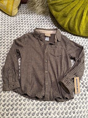 Brooklyn Boys Brown & Cream Houndstooth Button-Up Shirt